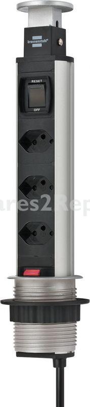 Brennenstuhl Three-way Plug Adaptor - Tower Power Tischsteckdosenleiste 3-fach 2m *ch*