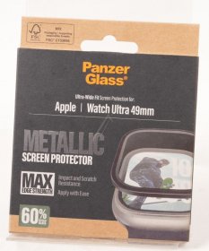 Panzerglass Display Protective Film - Pg85001 Panzerglass Screen Protector W Black Metal Frame Apple Watch 2025 49mm | Ultra 2 | Ultra