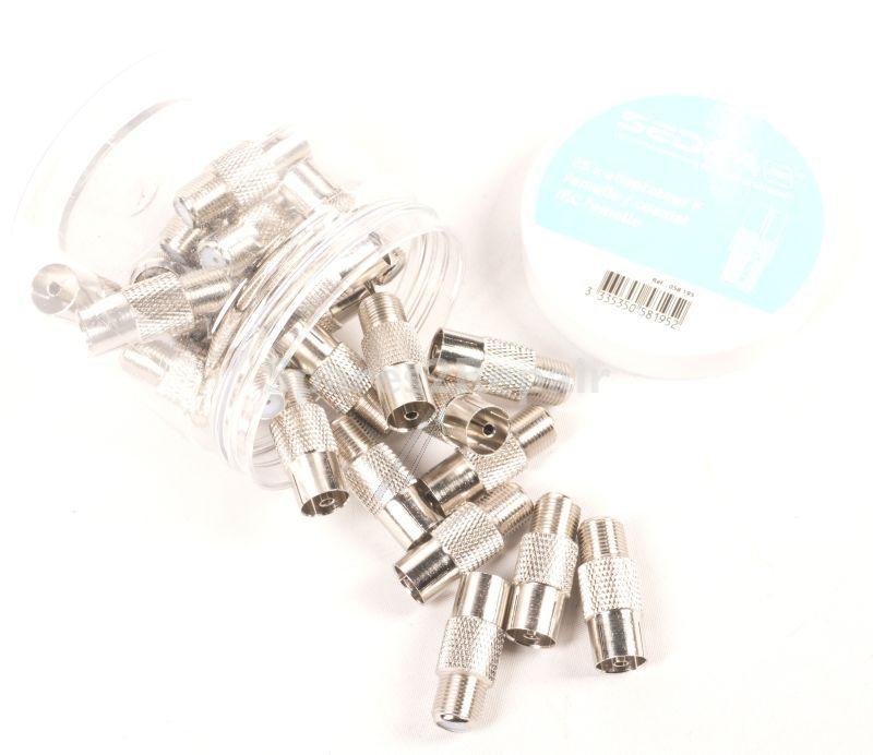 Sedea Coaxial Adaptor - 058195 Adapter F Socket To Iec Socket 25 Pieces