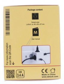 Delock Three-way Trailing Socket - 11496 Socket Cube 3-way With Child Protection And Usb Charger White