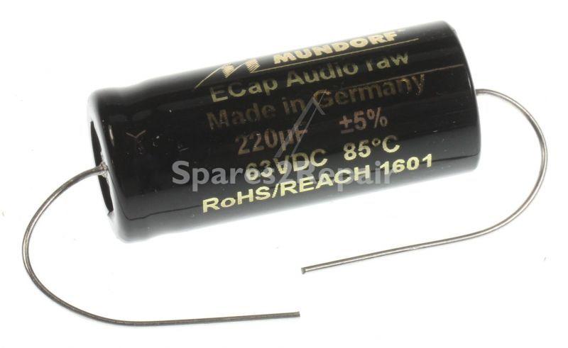 Mundorf 63v Axial Electrolytic 85 Degr - 220uf-63v Audio Elcap Axial 85° 16x39mm Bipolar Raw