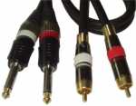 Com Phono Plug/jack Plug - 2x Phono Plug Male - 2x6,35mm Jack Plug Male Mono 1,5m.