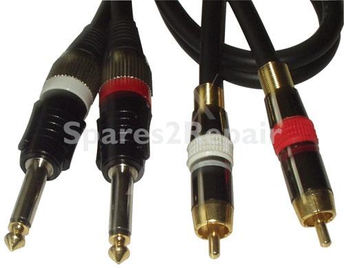 Com Phono Plug/jack Plug - 2x Phono Plug Male - 2x6,35mm Jack Plug Male Mono 1,5m.
