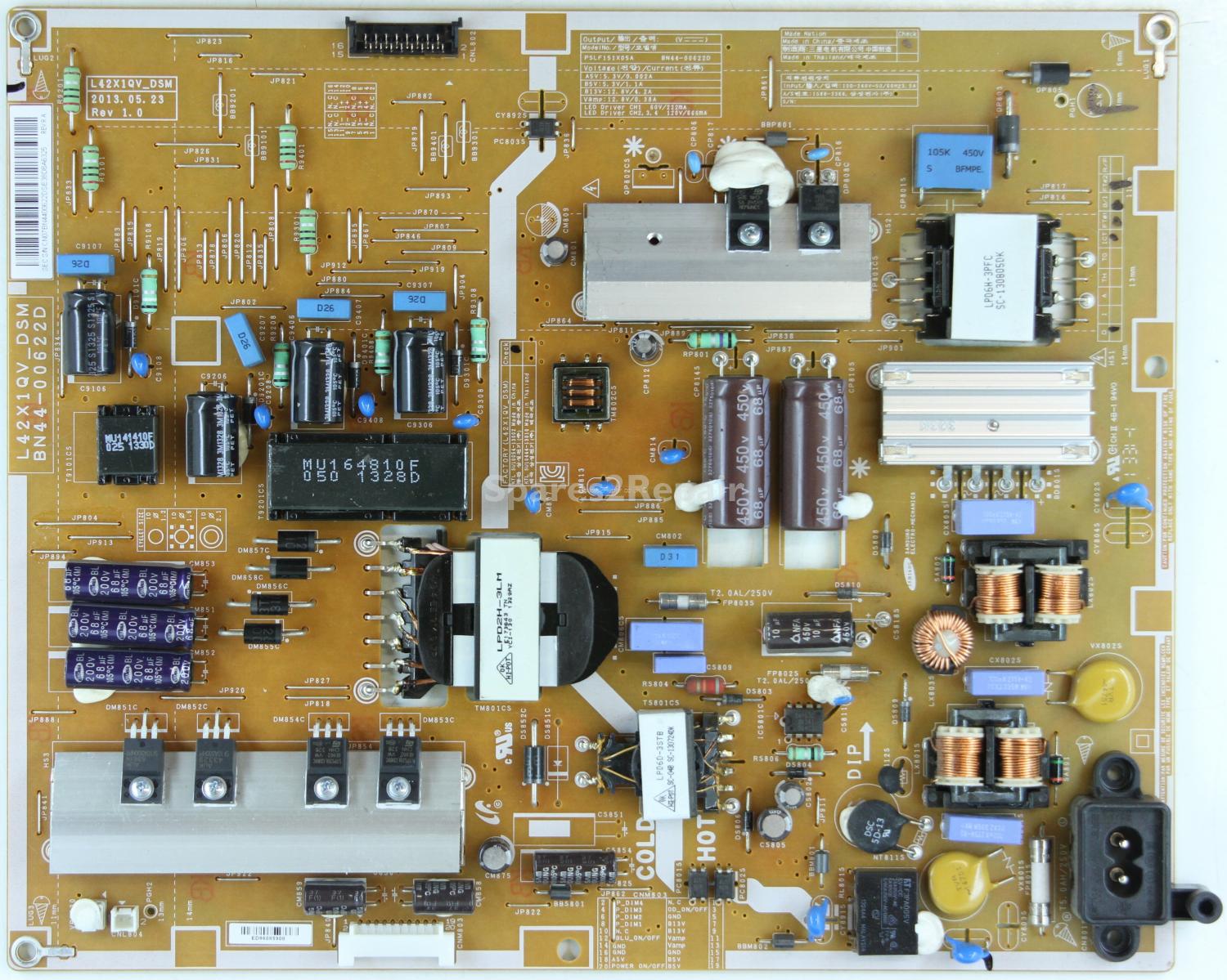 Samsung UE40F6100AK - PSU - BN44-00622D - Rev 1.0 - L42X1QV_DSM - PSLF151X05A