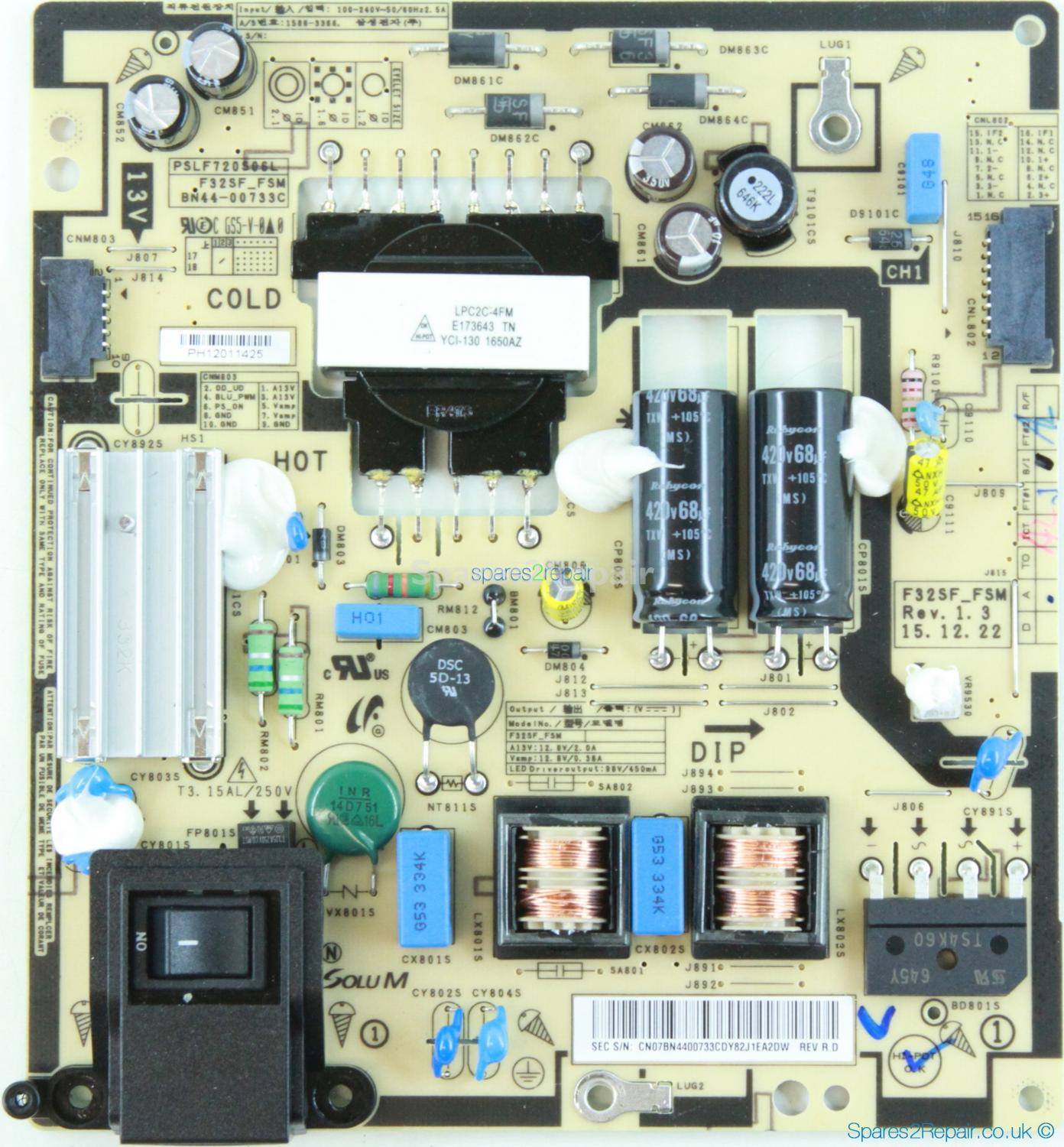 Samsung DC32E - Power Supply - BN44-00733C - PSLF720S06L - REV. 1.3 - F32SF_FSM