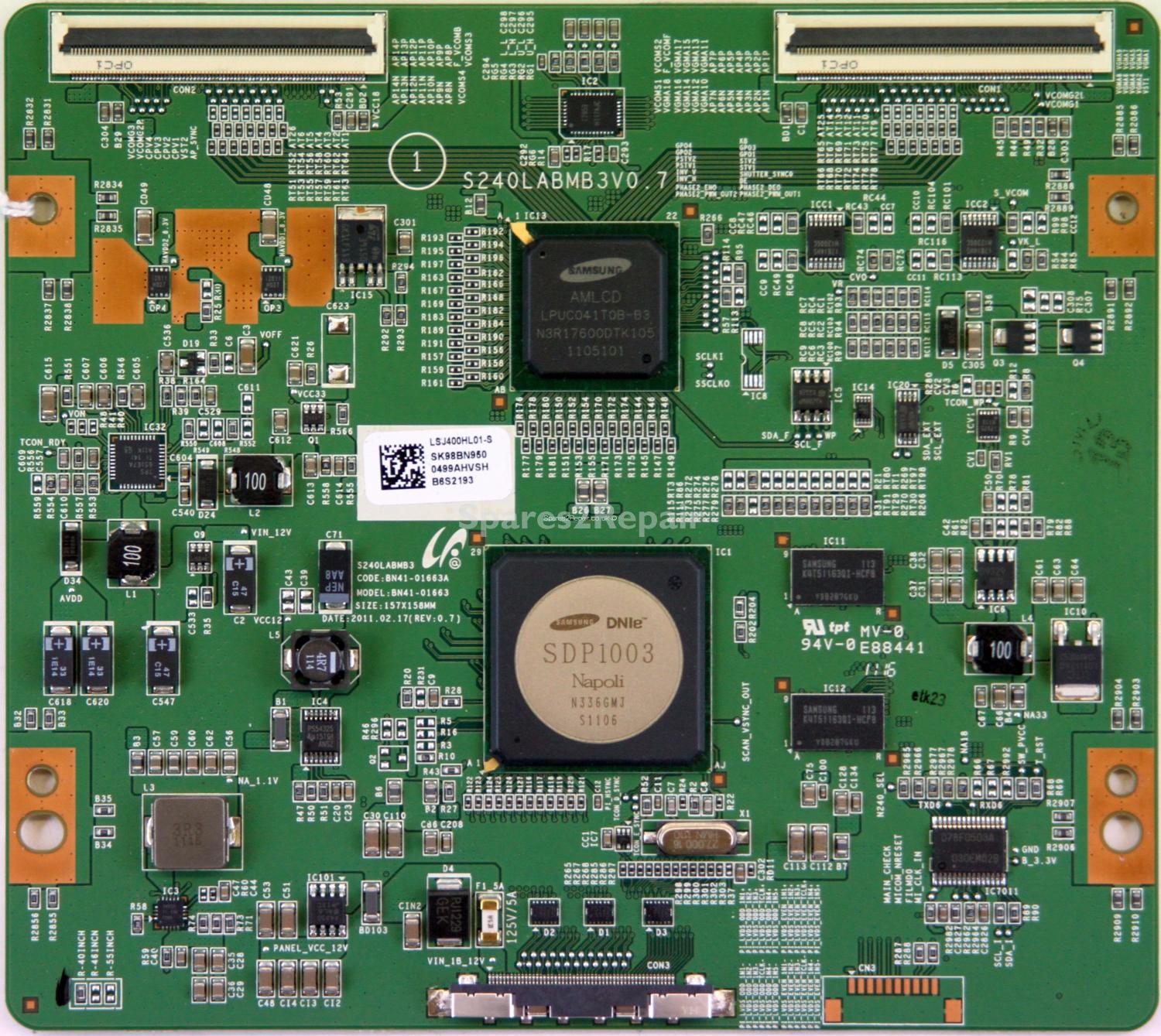 Samsung UE40D7000LU - T-Con - BN95-00499A - BN41-01663A - S240LABMB3V0.7